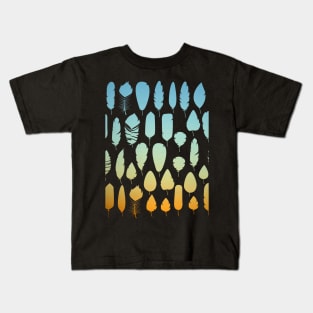 Warm Sky Gradient Feather Kids T-Shirt